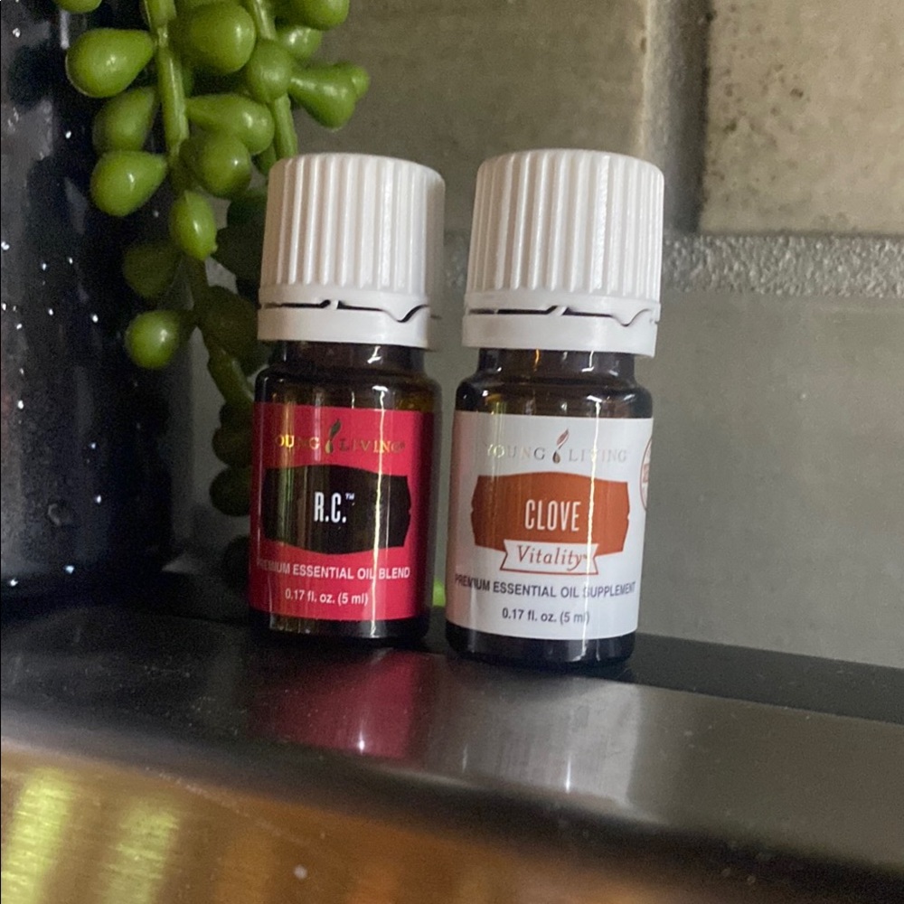 Young Living R.C. and Clove Vitality Essential Oils - Red and Brown